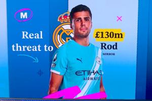 😅英媒小报：皇马计划“突袭”引进罗德里，可能报价1.3亿英镑